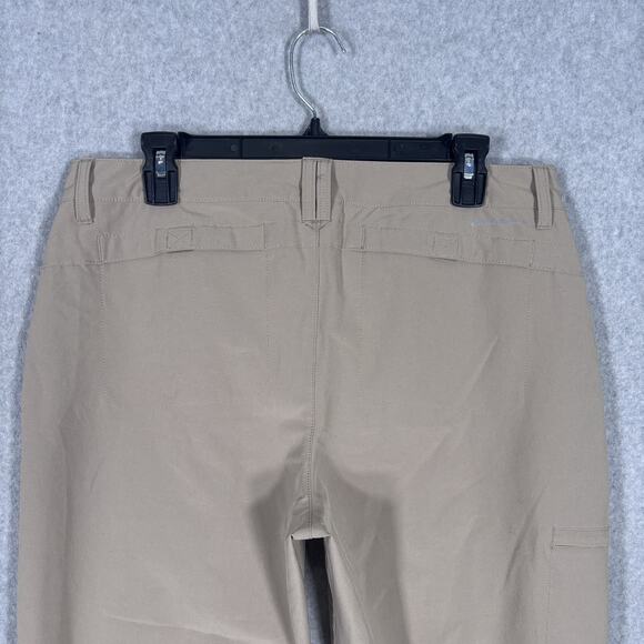 Eddie Bauer Pants Womens 12 Tan Ruched Leg Capri Stretch Thin GORP Hiking Trail - Picture 9 of 13